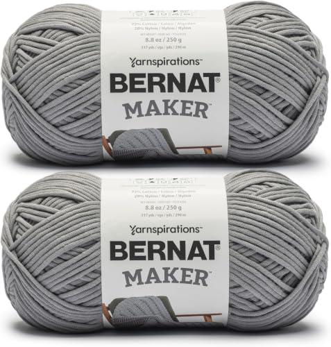 Image of Bernat Maker Gray Yarn of 250g /8.8oz - 72% Cotton 28% Nylon - #5 Bulky - 290m /317Yards - for Knitting, Crochet and Amigurumi (Pack of 24)