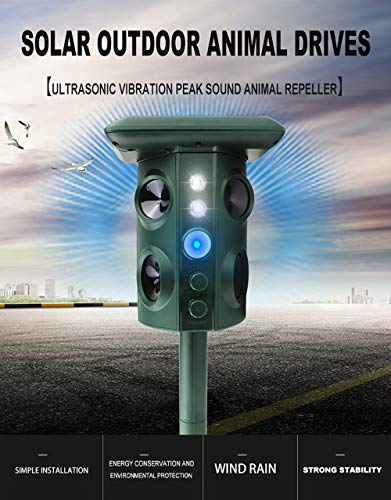 Aibecy Solar ultrassônico repelente de pragas de animais Externo Quatro alto-falantes mecânicos Freq