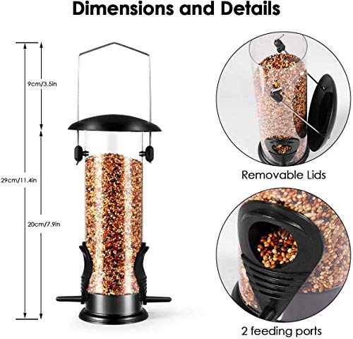 Bird Feeder, Outdoors Small Hanging Wild Bird Feeder, Classic Squirrel Proof Waterproof Plastic Decoration Bird Feeder for Garden Backyard - Thumbnail 2