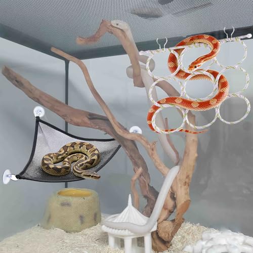 9-Loop Snake Enrichment Toys with Snake Climbing Accessories, Climbing Rings and Reptiles Climbing Toy Hammocks for Ball Python Corn Snakes Lizards, Small Reptile Tank Accessories — view 5