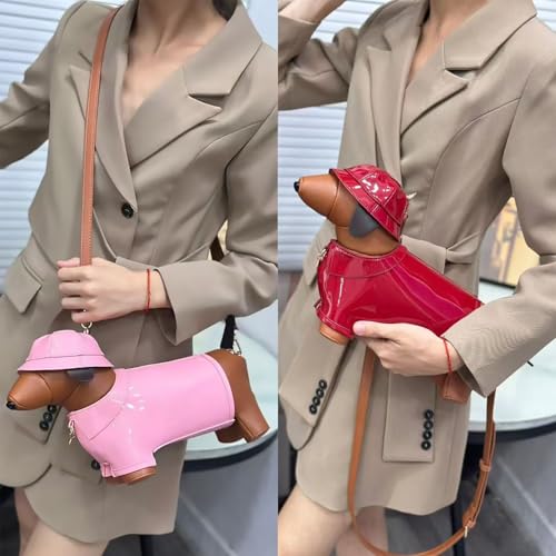 Image of Women PU Leather Unique Novelty Dog Shaped Crossbody Shoulder Bag Handbag Purse