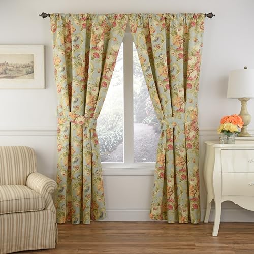 Image of Waverly Spring Bling Window Curtain Panel with Tie Back, Vapor, 52 inch x 63 inch