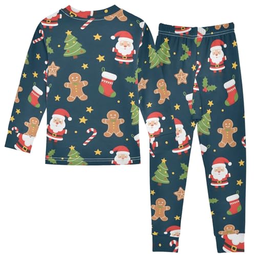 Pajama Sets Long Sleeve Christmas Pattern with Socks Santa Soft Comfy Sleepwear 2 Piece PJS 3-8T3