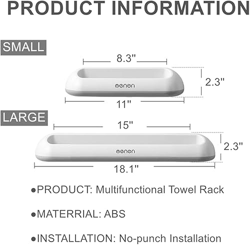 Miniatura 6 de Toallero no perforado de 11 pulgadas, barra de toalla de baño, colgador de paños de cocina, toallero de mano montado en la pared