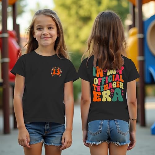 in My Official Teenager Era Shirts Girls 13th Birthday Tshirt 13 Year Old Girl Thirteen Birthday Party Outfits Tops3