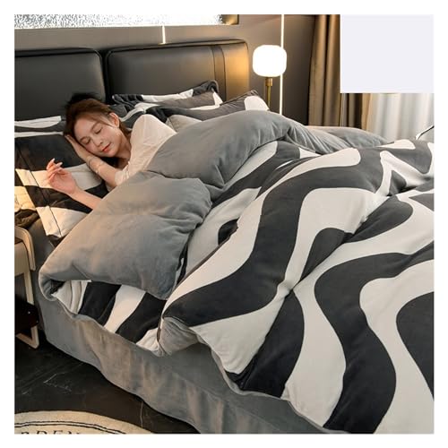 Ensemble de literie 4 pièces en velours de lait hiver drap-housse style minimaliste 1.8M - 6