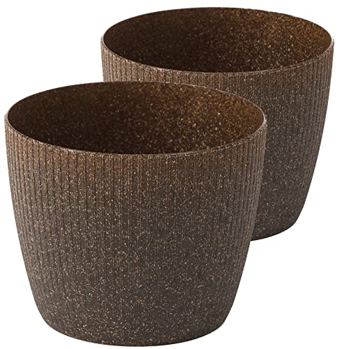 Tymar Blumentopf, 2er-Pack, Runde Form, Übertopf ((2pack) Espresso, ø 25,5 cm)