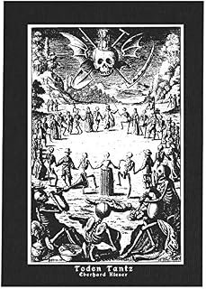 Chat Noir Memento Mori Canvas Print or Back Patch - Dance of Death Danse Macabre Remember Death Skull Occult Gothic Skeleton Medieval