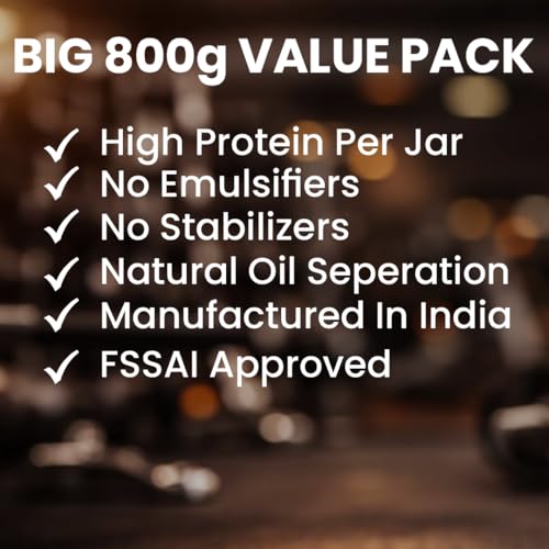 Image of Growfitz All Natural 40g High Protein Peanut Butter 800 Gram | Smooth, Unsweetened | Gluten & Cholesterol Free | 10g Fiber, Nut Butter | 100% Pure Roasted peanuts butter | Zero Trans Fat, Zero Sugar (800 Gram - Pack of 3)