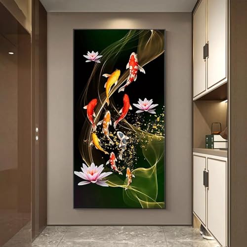 Affiche carpe Koi rouge toile porte-bonheur pour harmoniser l'énergie de votre foyer