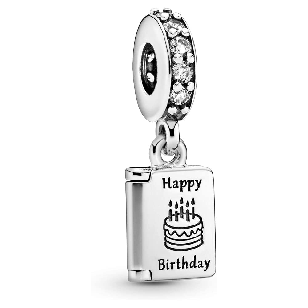 Ouroyea Happy Birthday Card Dangle Charm 925 Sterling Silver Pendant,Jewelry Beads Gifts for Women Bracelet&Necklace