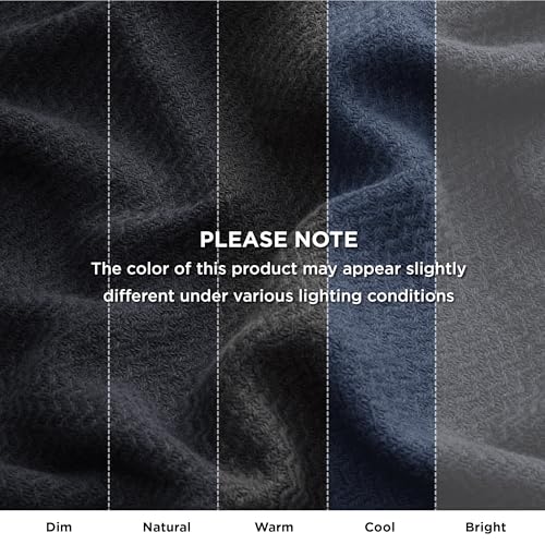 50"x70" Bedsure 100% Cotton Herringbone Weave Throw Blanket (Black) - image 8