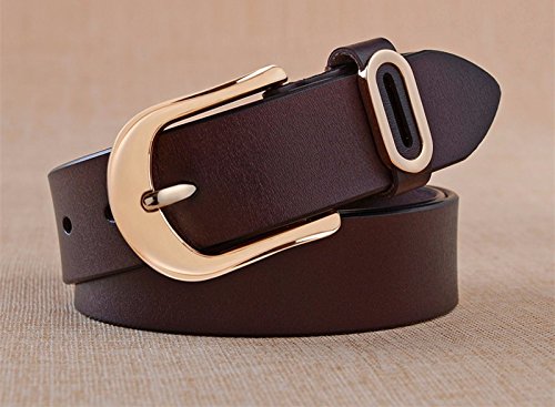 YANGFEIFEI-YD Las Mujeres cinturón de Cuero Elegante mobiliario Antiguo de Vuelta Kraft Amplia,105CM, marrón/B