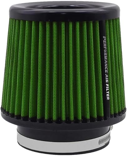 Filtre à air universel de voiture - Kit d'admission - Filtre à air froid universel haute performance - Lavable et réutilisable (vert) pour 76 mm, 89 mm, 101 mm