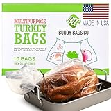 Buddy Bags Co Oven Bags for Roasting | Turkey Size (19' x 24.5') | 10-Pack Heavy-Duty, Oven-Safe Turkey Bags | BPA-Free, Heat-Resistant, Made in USA