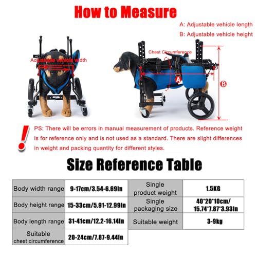 Silla de ruedas para pasear a perros con soporte ajustable de aluminio azul, talla S 8