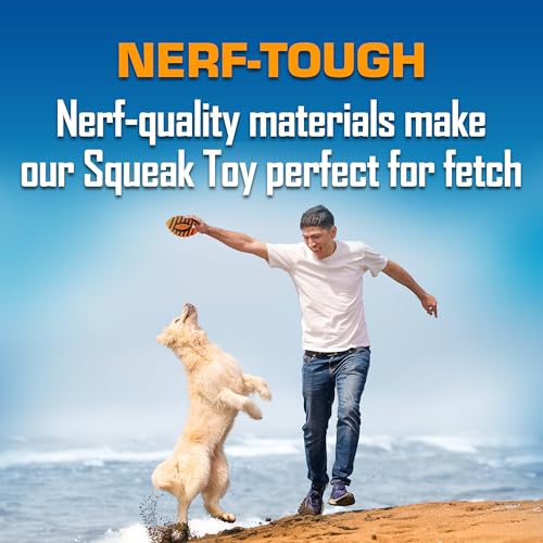 Nerf Dog Rubber Football Dog Toy with Spiral Squeaker, Lightweight, Durable and Water Resistant, 5 Inch Diameter for Medium/Large Breeds, Single Unit, Orange (8915) - Image 5