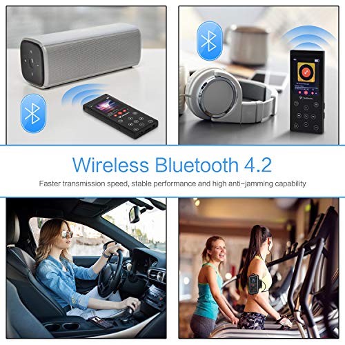 MP3 Player, 16GB MP3 Player with Bluetooth 4.2, Portable HiFi Lossless Sound MP3 Music Player with FM Radio Voice Recorder E-Book 2.4'' Screen, Expandable up to 128GB (Headphone, Armband Included)