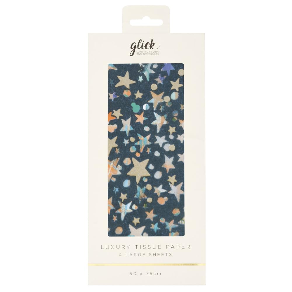 Glick Luxury Tissue Paper, Constellation Stars Design by Stephanie Dyment, 50 x 75 cm, 4 Large Sheets, Gift Wrapping