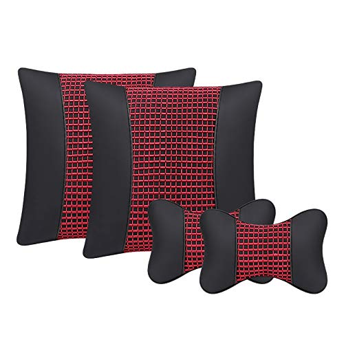 Almohada para el cuello del coche, cojín de soporte lumbar y viaje, 4 unids de cuero