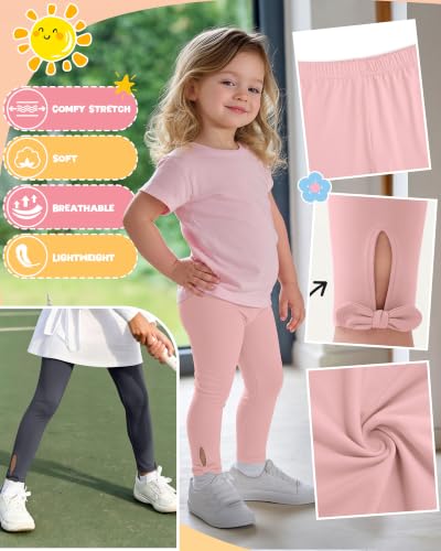Image of 3 Pack Toddler Girls Cotton Leggings Bow Tight Pants
