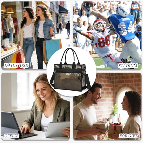 Image of Fammart Clear Bags Stadium Approved, Jelly Tote Bag for Women with Zipper, Crossbody Bag with Adjustable Strap for Work