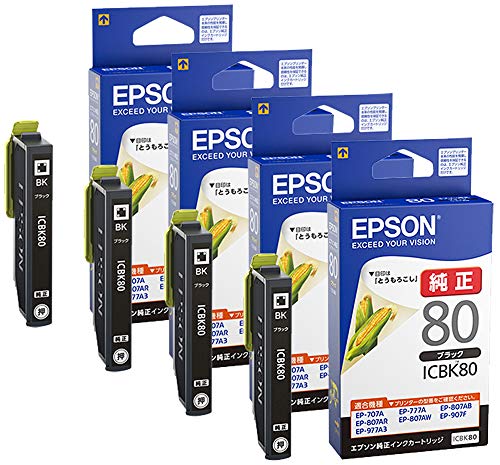 Amazon.co.jp: EPSON 純正インク ICBK80 ブラック 4本セット