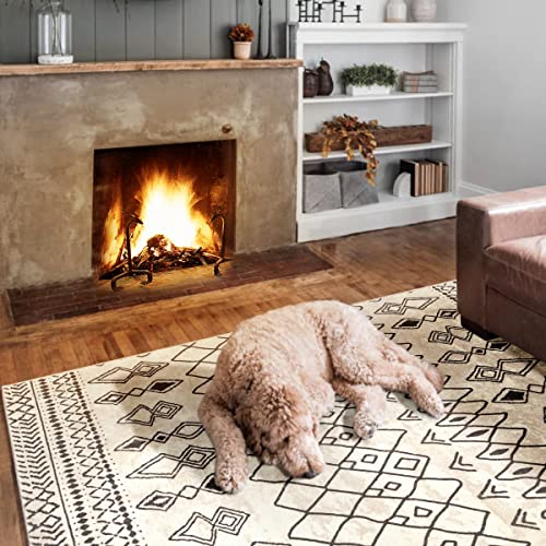 Alfombras de pasillo 150x210cm beige de microfibra lavable suave 7