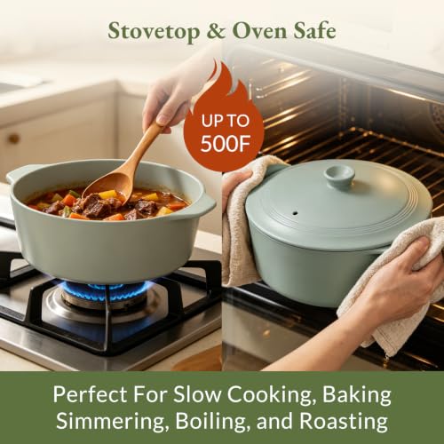 MAGNIFIQUE Slow Cooker, 4.5 Quart 8-in-1 Clay Pot Multi-Cooker, Non-Toxic Slow Cooker with Removable Clay Pot, for Rice, Pasta, Steam & Proof, Nonstick, Oven Safe Pot to 500°F, Olive - image 4