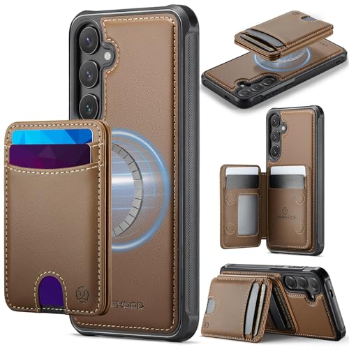 owlhold for 2-in-1 Wallet Case for Samsung Galaxy S25 6.2", Removable Leather Flip Cover Compatible with MagSafe and RFID Blocking, 6 Card Slots, Brown
