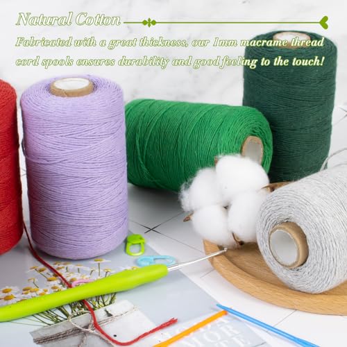 LEREATI Macrame Cord 1mm x 390m Butchers String Cotton Rope Thin Macrame Rope Yarn, Bakers Twine Kitchen Craft Cord for DIY Crafts, Gift Wrapping, Crochet, Jewelry Making, Decoration (Sky Blue) - Image 3