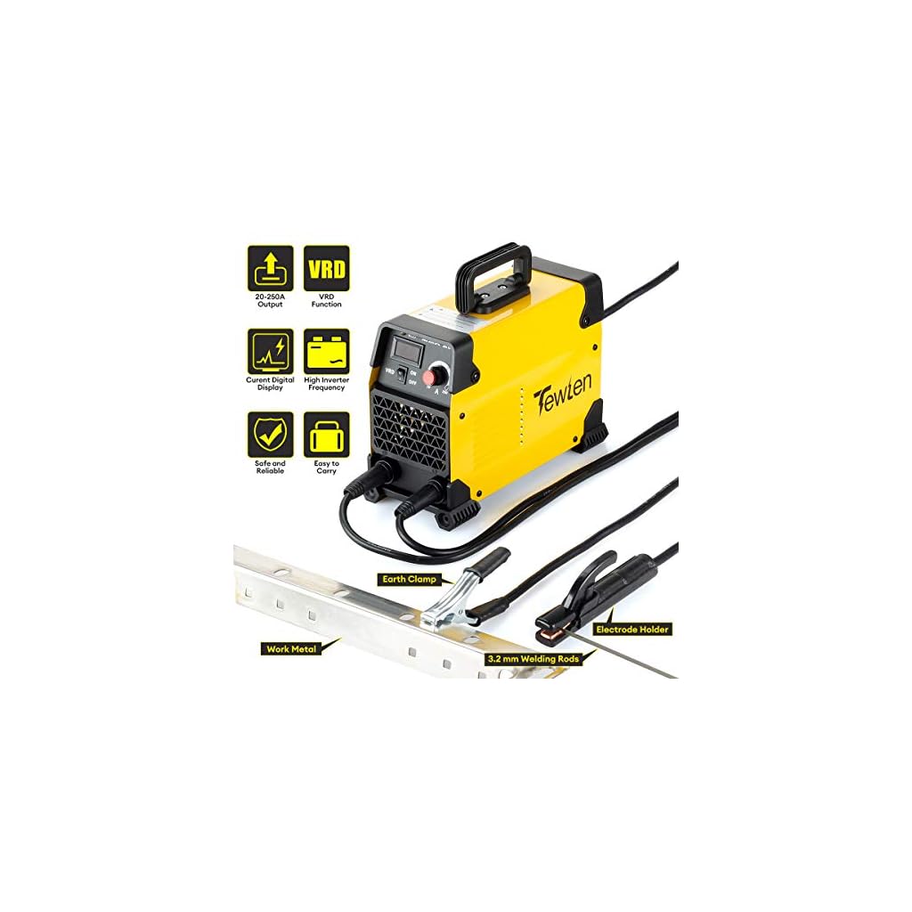 250A 110/220V ARC Welding Machine Kit, TEWLEN Stick Welder VRD Hot Start Inverter Welder Dual