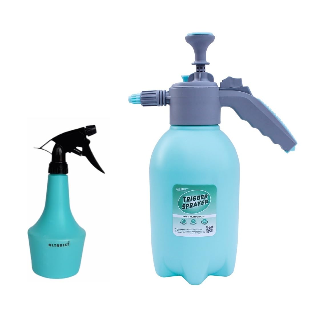 ALTRUIST Rhino Heavy Duty Sprayer 2.2 Liter & Trigger Sprayer 500 Ml Combo Pack Spray Bottle For Plants With Adjustable Nozzle For Jet & Mist Flow | Suitable For Watering, Glass Cleaning & Car Wash
