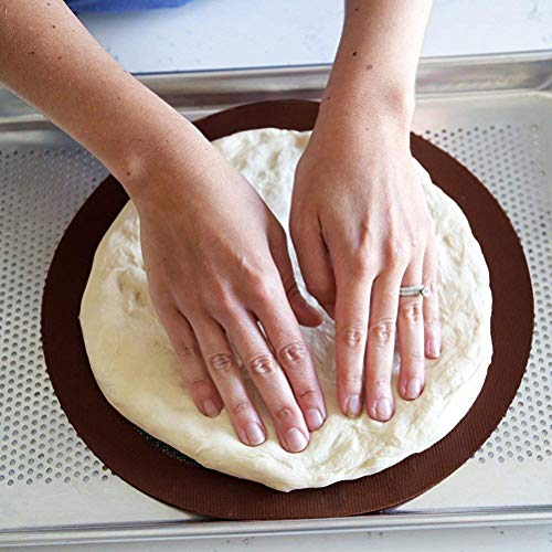 Silicone Baking Mats, 2-Pack Non-stick Silicone Baking Sheet Liner, Reusable Heat Resistant Baking Pastry Sheets for Bake Pans/Rolling/ Macaron/Cookie (Round 9", Brown)