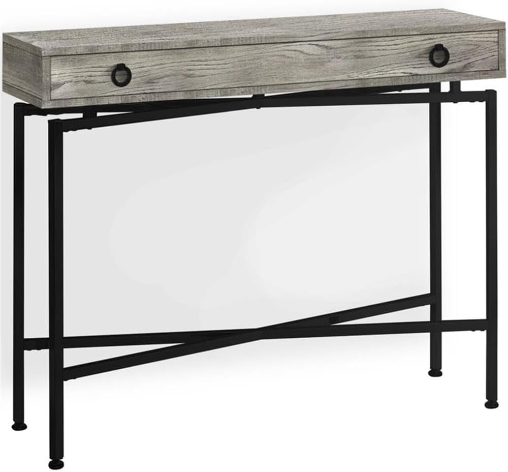 Monarch Specialties Console Sofa Accent Table, 42" L, Grey Reclaimed Wood-Look/Black Base