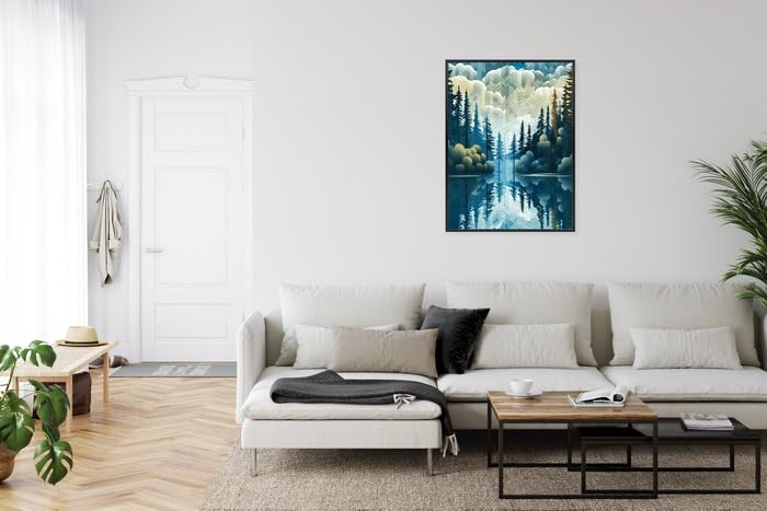 Décoration murale moderne forêt et lac Wallero 60x80 - 6