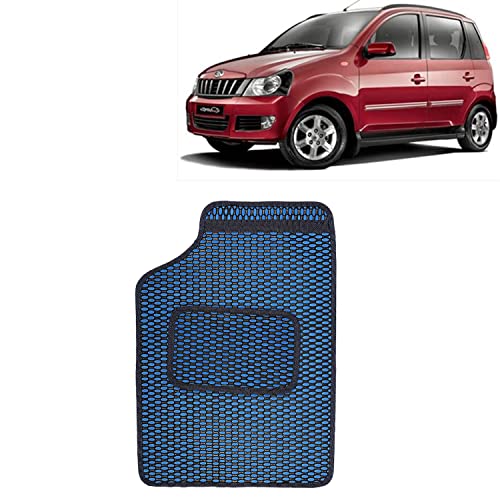 Image of Kingsway Dotted Design Car Floor Foot Mats Universal Fit for Mahindra Quanto, Model Year : 2012 Onwards, Water and Dustproof, Color Blue, Set of 5 Pieces