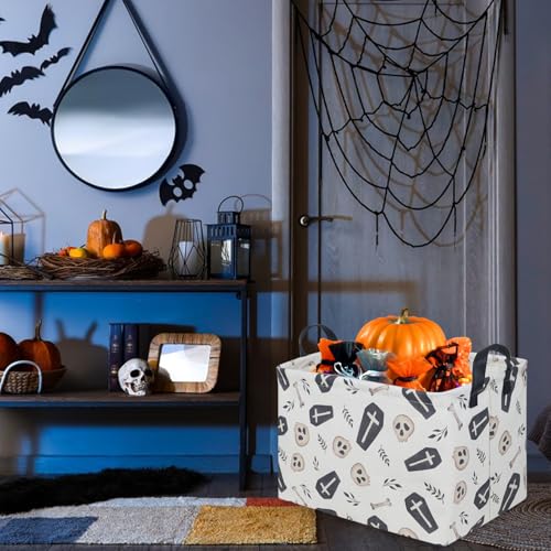 Image of Halloween goth thriller basket,Empty Halloween basket,Gothic home decor,Trick or Treat Basket for Boys and Girls,Waterproof collapsible storage box(Gothic)