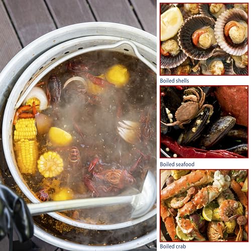 Image of OuterMust 60 Qt. Seafood Boil Pot and Burner Kit Seafood Boiling Pot with Basket, 110,000 BTU Aluminum Crab Boil Burner with 10 PSI Regulator for Cooking Crayfish, Shrimp