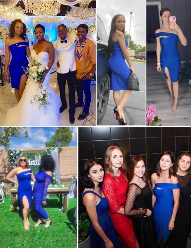 Image of meilun Women's One Shoulder Bandage Dresses for Women Wedding Guest Sexy Formal Midi Dress