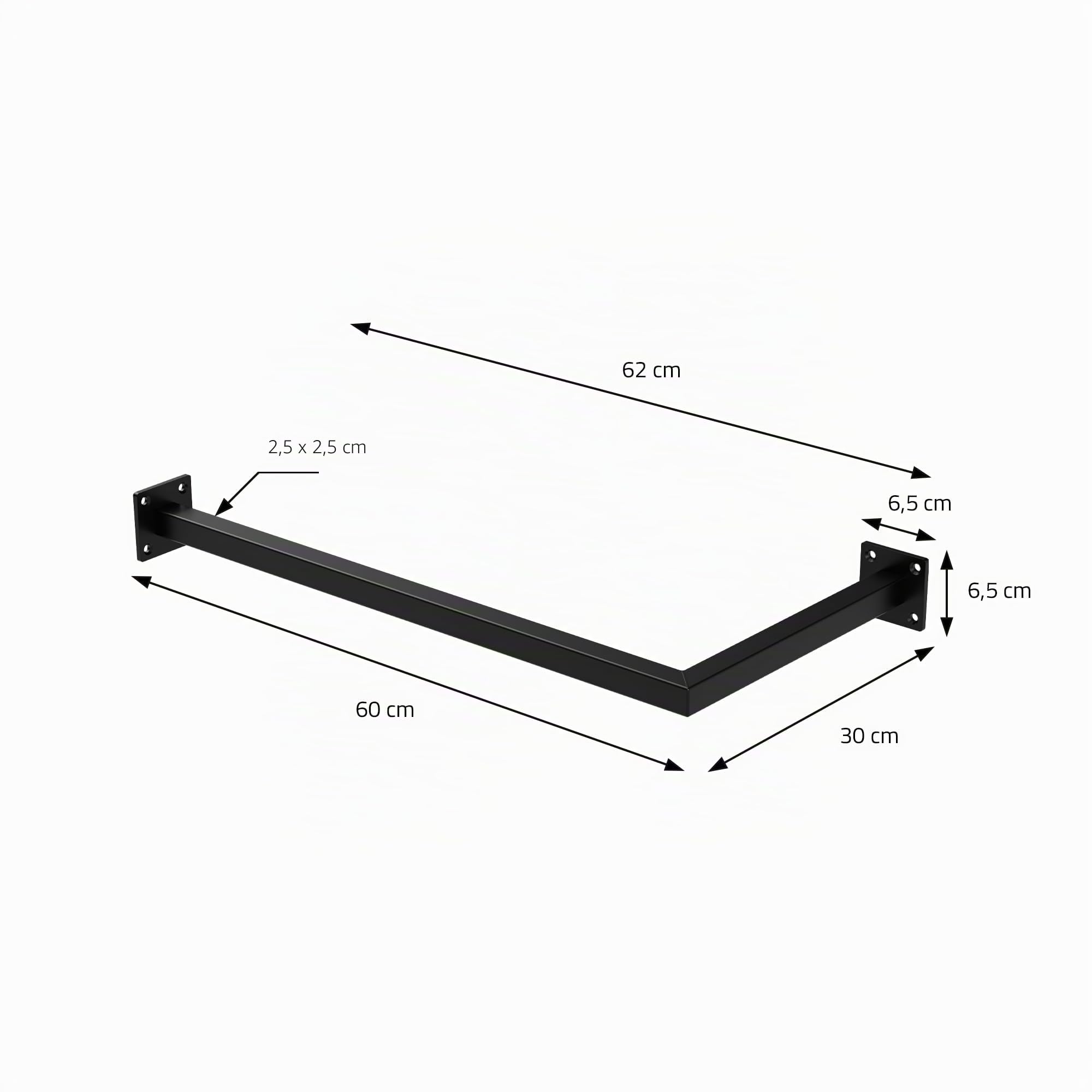 ML-Design Set di 2 Appendiabiti Porta Asciugamani a L Attacco a Parete 60x30 cm Acciaio Nero da Bagno Cucina Soggiorno Balcone Camera da Letto Porta Salviette da Muro Salvaspazio Peso Supportato 50 kg