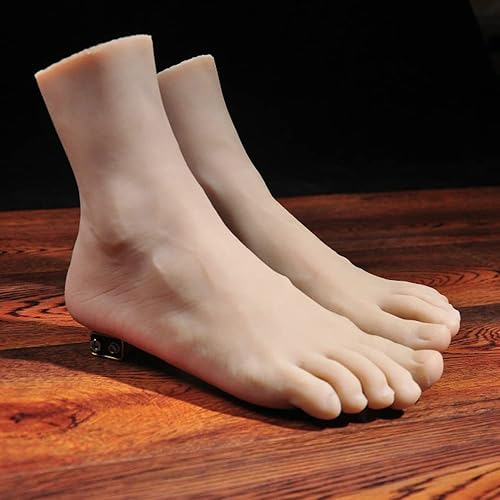 Miniatura 5 de Pies de silicona, 1 par de maniquí masculino de silicona, pie de silicona con pantalla de hueso, sandalia para zapatos, calcetín, exhibición, arte,