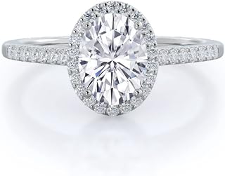 2ct Oval Halo Engagement Ring Genuine VVS1 Moissanite Diamond in 10k Solid White, Yellow OR Rose GOLD