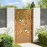 Refined Gartentor Zauntor Outdoor Tor Eisentor Sicherheitstor Einfahrtstor Metall Zaunto 105x205 cm Wetterfester Stahl Wellen-Design