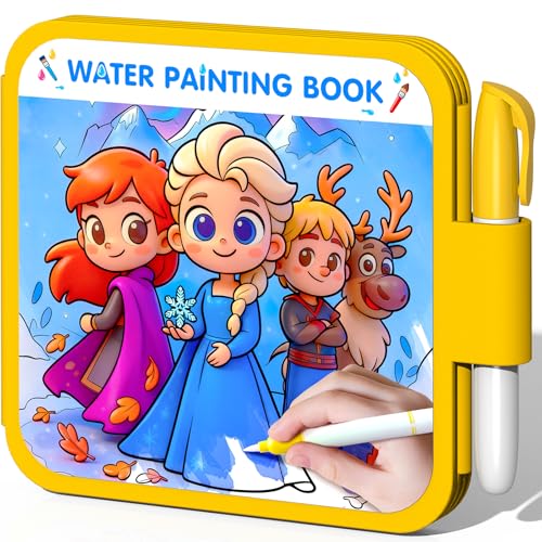 ZHOC Reusable Water Painting Books for Kids Magic Water Reveal Coloring Books with Water Pens (Ice World) No-Mess Coloring Book Fun Travel Activity for Ages 3 4 5 6 7 8