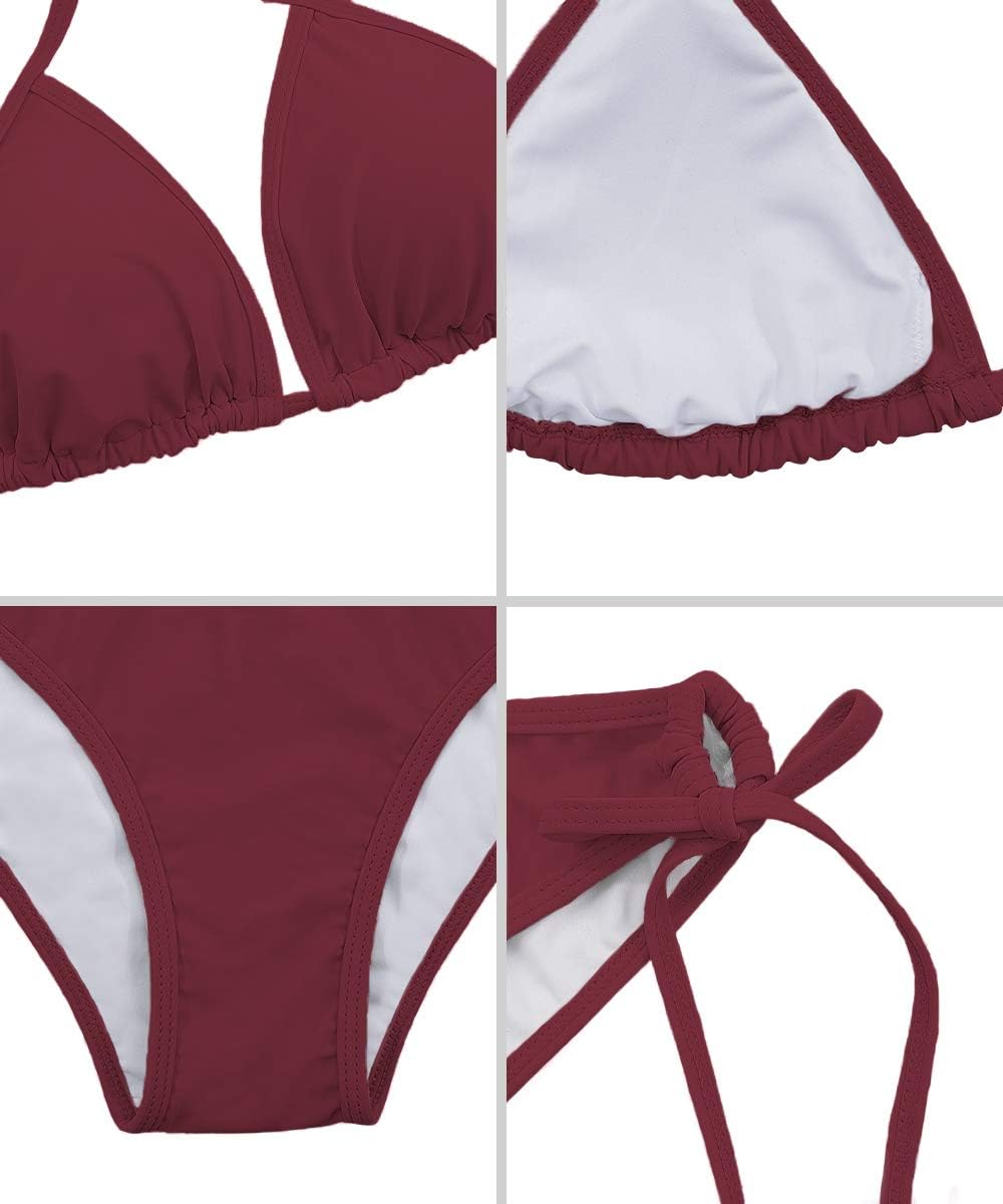 Durio Bikini pour femme push up sexy 2 pièces ensemble de bikini triangle, bas de bikini large réglable