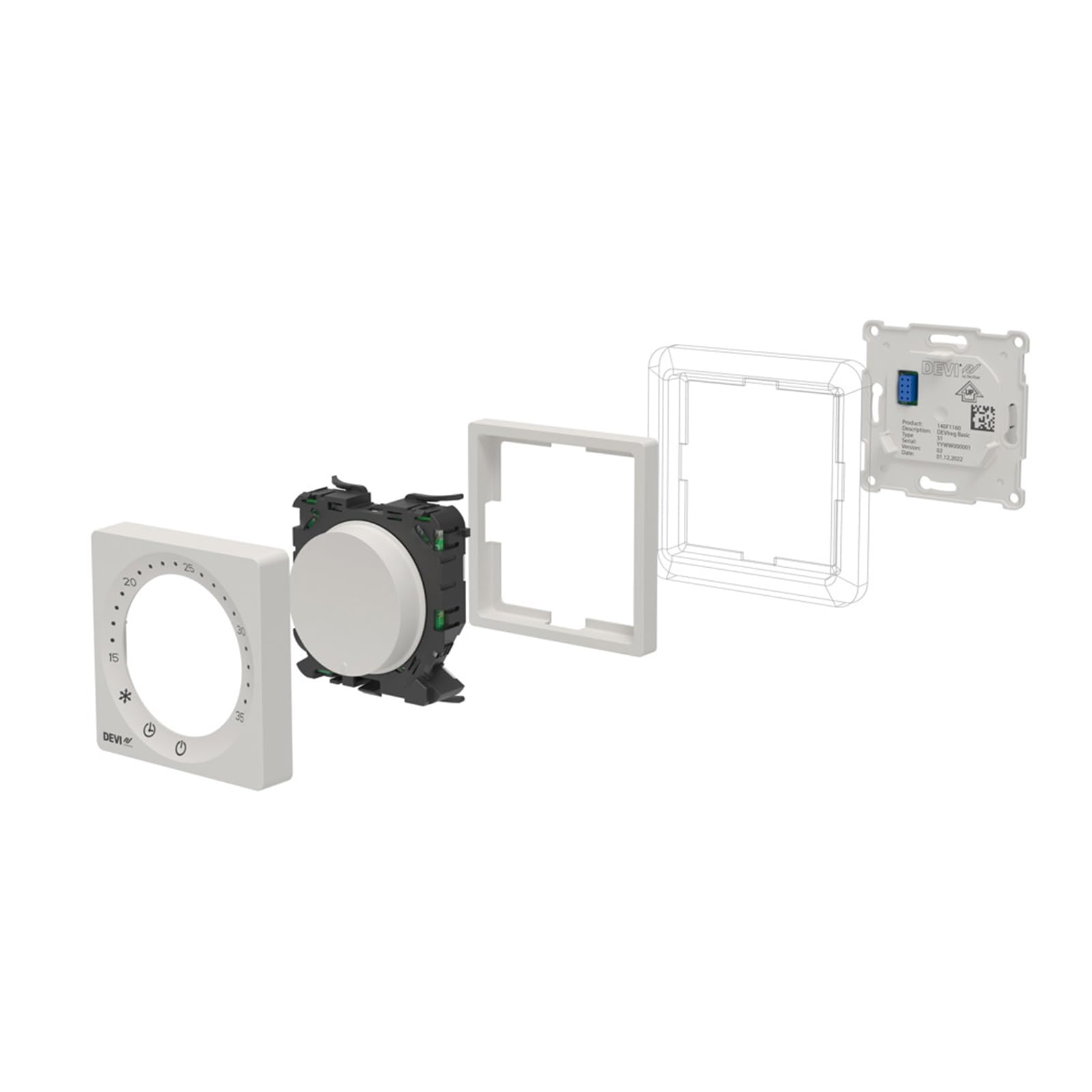 DEVIreg Room 140F1161 Bluetooth Thermostat Raumregler mit EXT. 15kOhm Sensor für elektrische Fußbodenheizung Adaptive PWM Steuerung mehrsprachige kostenlose App