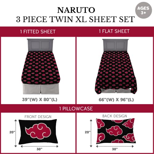 Franco Naruto Akatsuki Anime Bedding Super Soft Microfiber Twin Xl Sheet Set, College Dorm Essentials, (Official Licensed Product) #TOP1