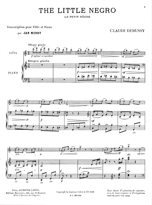 DEBUSSY: PETIT NEGRE FLUTE TRAVERSIERE ET PIANO      Sheet music – November 9, 2005