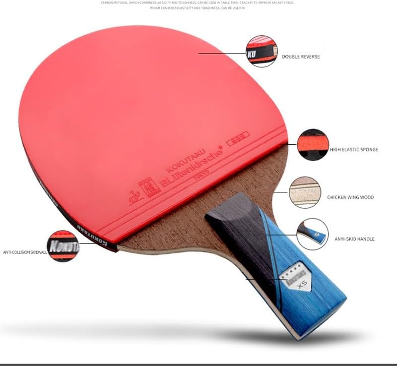 JITEM Ping Pong Paddles,Table Tennis Paddles,Table Tennis Bat Set, 2 Pieces of Table Tennis Rackets with Portable Bags, 7 Layers of Chicken Wing Wood, High Bomb Sponge, Non -Slipproof Handle(Color:B)